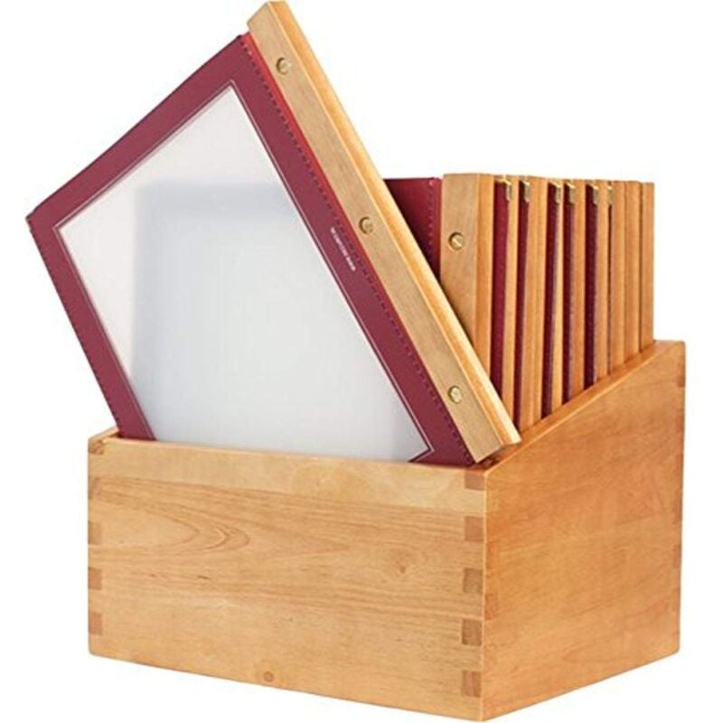 foto del prodotto securit set da 10 porta menu a4 linea wood box inclusa per caff , ristoranti, bar formato a4 colore bordeaux