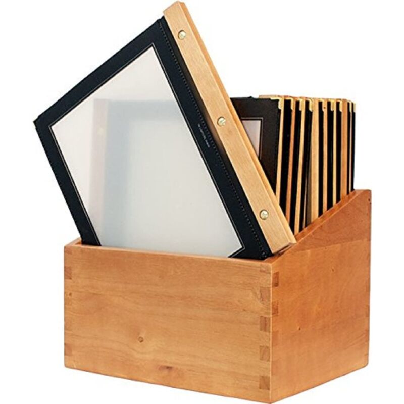 foto del prodotto securit set da 10 porta menu a4 linea wood pi box per caff , ristoranti, bar formato a4 colore nero