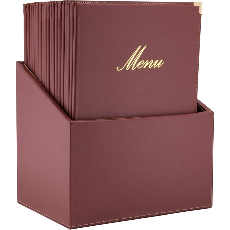 foto del prodotto securit set da 20 porta menu a4 box inclusa linea classic per caff , ristoranti, bar similpelle colore bordeaux
