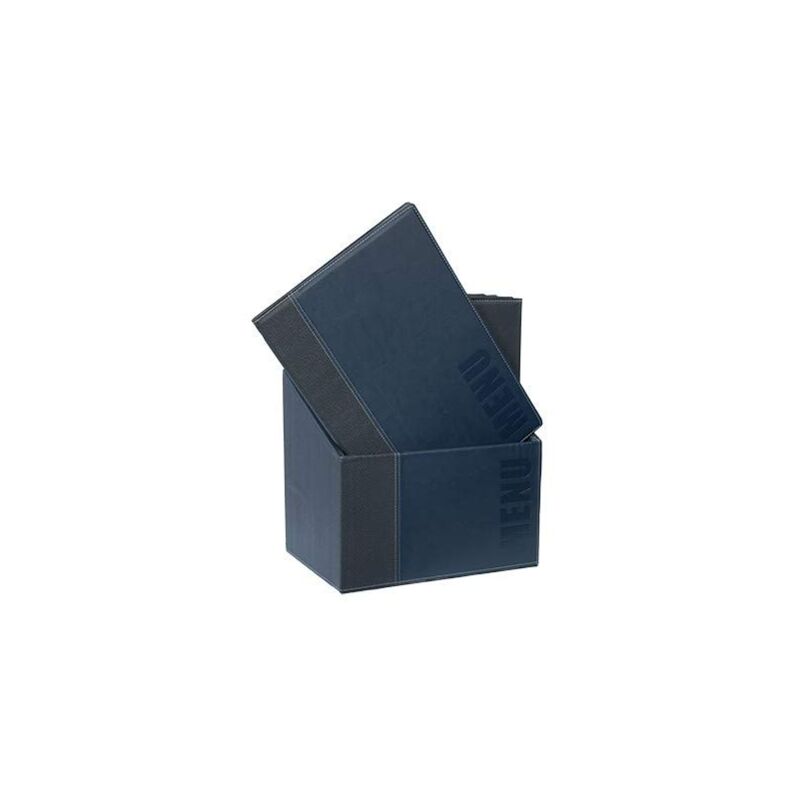 foto del prodotto securit set da 20 porta menu a4 box inclusa linea trendy per caff , ristoranti, bar similpelle colore blu