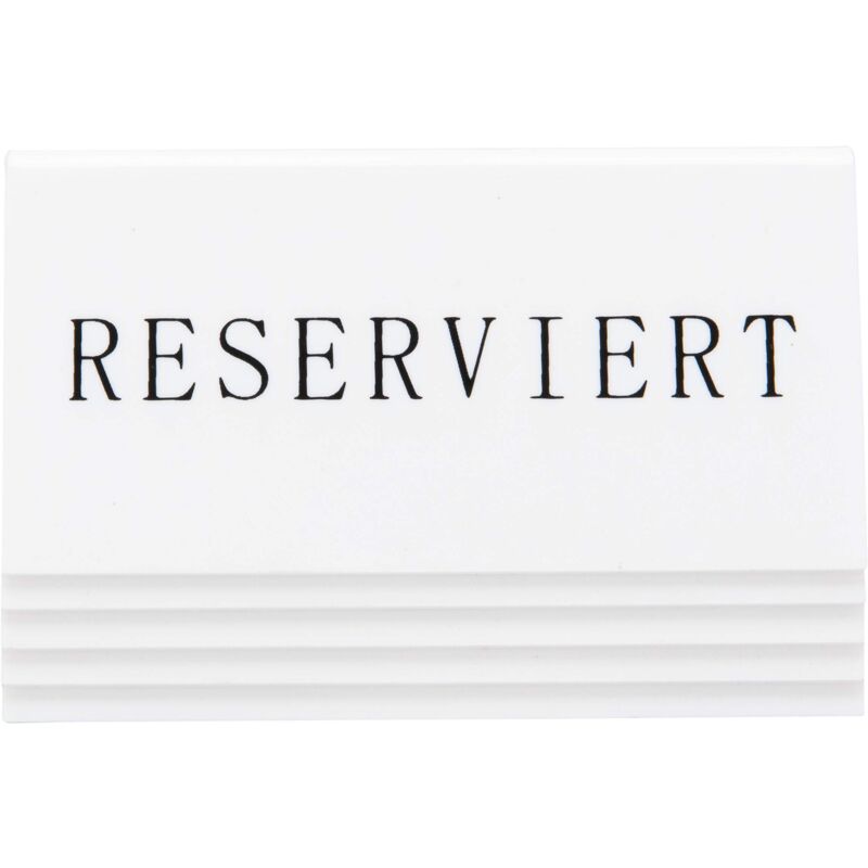 foto del prodotto securit set da 5 segnatavolo riservato per caff , ristoranti, bar reserviert scritta in tedesco 5x10x4,5cm colore bianco