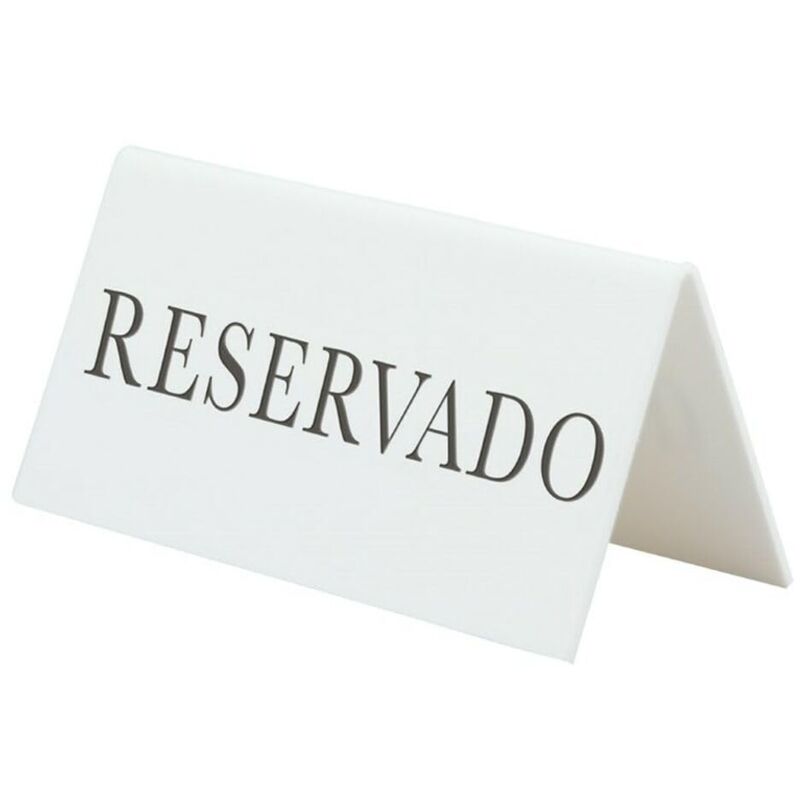 immagine 0 del prodotto securit set da 5 segnatavolo riservato per caff , ristoranti, bar scritta in spagnolo 5x10x4,5cm colore bianco