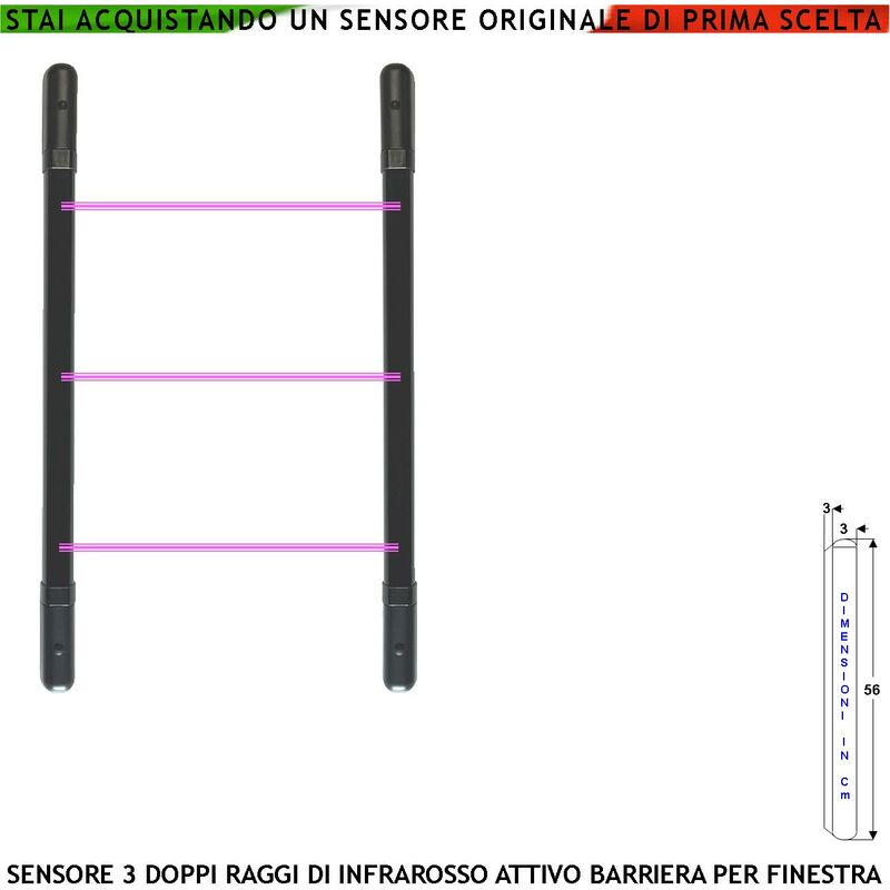 foto del prodotto securvera barriera infrarossi attivi 3 multifasci segnalazione intruso rispetto a quanti fasci interrotti secondo programmazione rel libero tamper