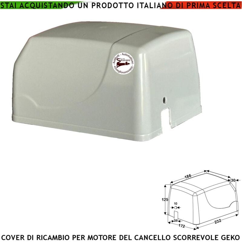 foto del prodotto securvera carter in abs protezione del motore elettrico geko montato sul cancello scorrevole il coperchio di ricambio protegge l elettronica i fine