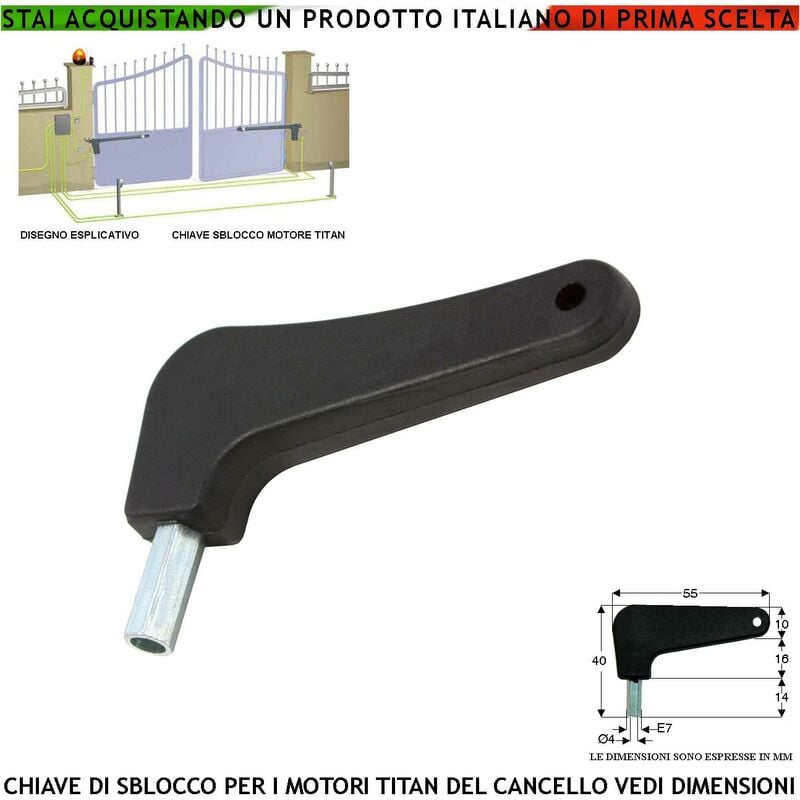 foto del prodotto securvera chiave cancello automatico sblocco di emergenza per motori serie titan linear aster mover x altri motori controllare le dimensioni