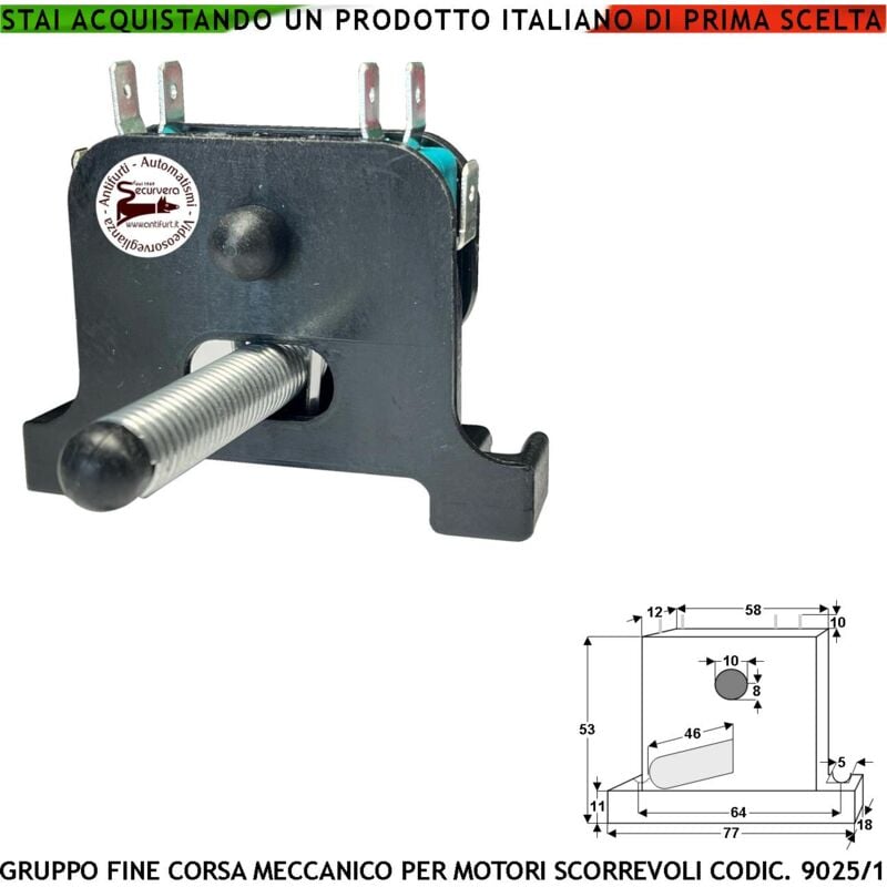 foto del prodotto securvera fine corsa per motori cancello scorrevole geko simply carrera 9025 1 composto da 2 microswitch contatti a scambio carico 10 a 250 v