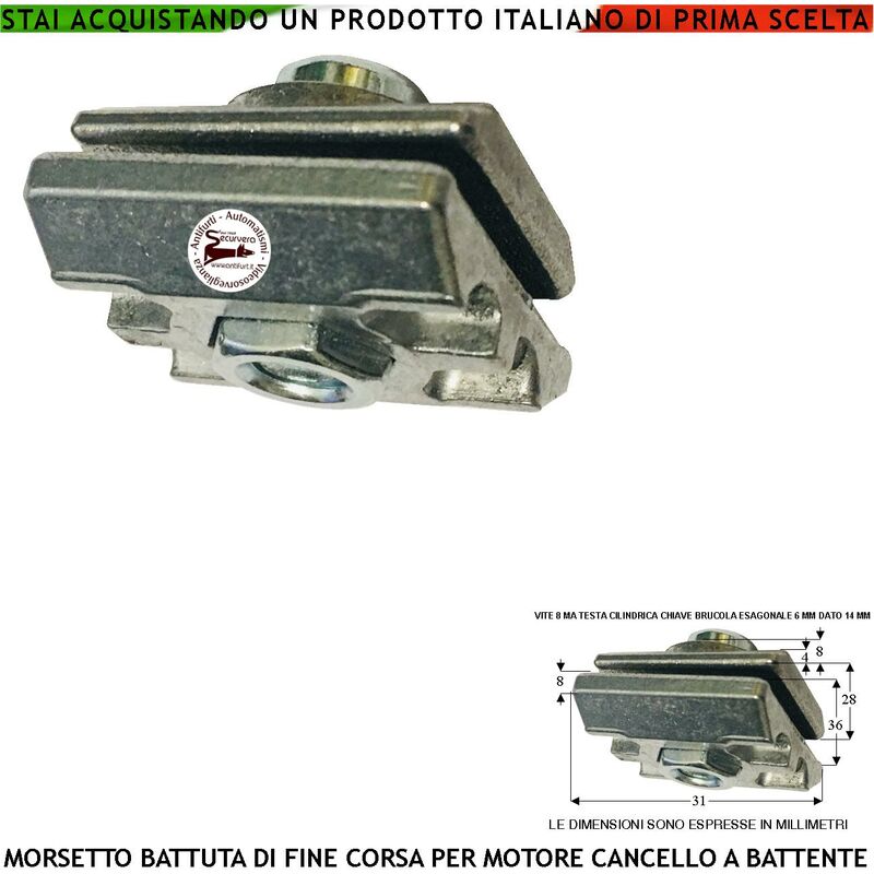 foto del prodotto securvera gruppo meccanico dei fine corsa del motore per cancello a battente inserito nella guida dello stelo anteriore bloccato dalla vite non
