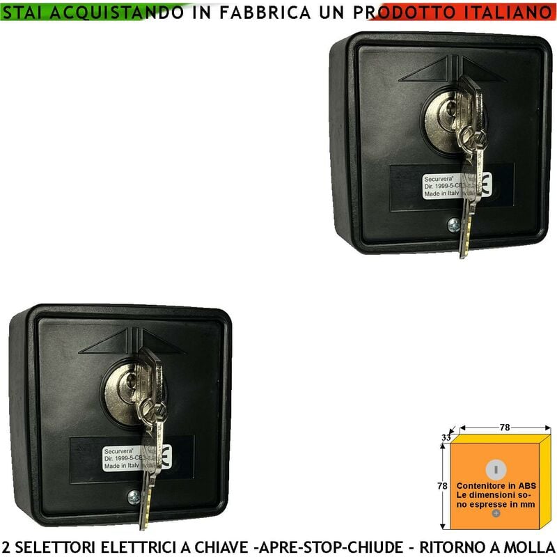 immagine 0 del prodotto securvera interruttore o selettore ritorno a molla due pezzi 3 posizioni apre stop chiude 4 chiavi codice unico 15a isolamento 250 v comando