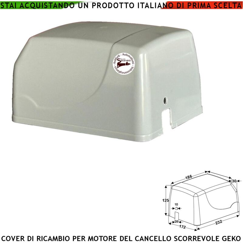 foto del prodotto securvera protezione del motore elettrico geko carter in abs montato sul cancello scorrevole il coperchio di ricambio protegge l elettronica i fine
