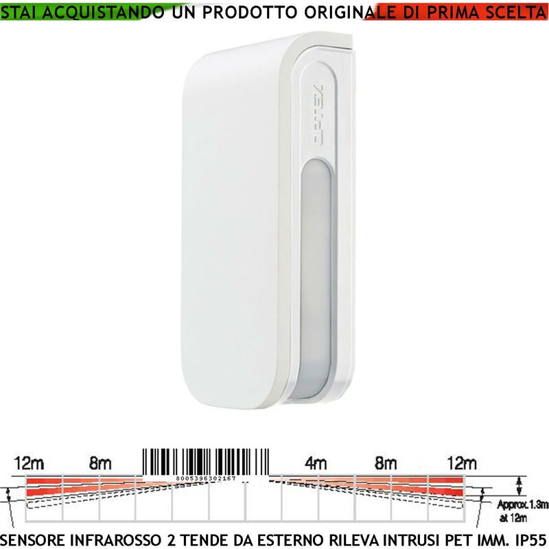 foto del prodotto securvera sensore di movimento infrarosso 4 pir bxs 2 tende da esterno portata 12 12 metri lineari regolabile via filo rel allarme protezione in