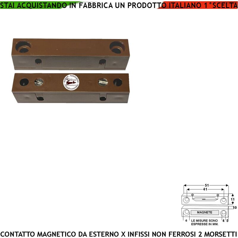 foto del prodotto securvera sensore magnetico da esterno antifurto contatto reed sottovuoto sensibilit magnetica 13 mm tensione transito max 30 v 0,5 a carico