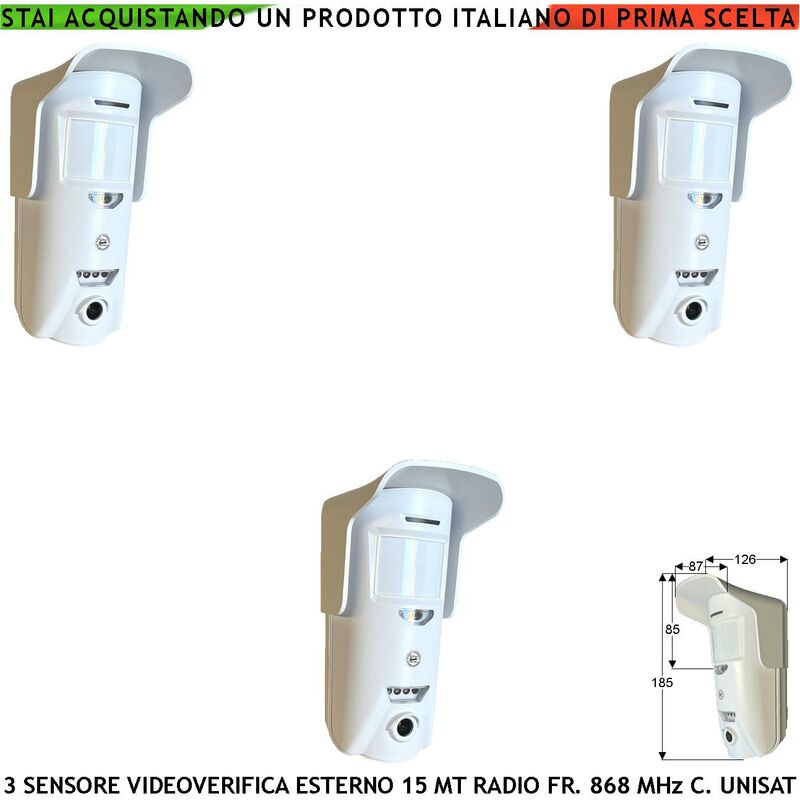 foto del prodotto securvera sensore movimento doppia tecnologia esterno 3 pezzi 15 metri grandangolo o 25 metri tenda fotocamera a colori vga 640x480 pixel