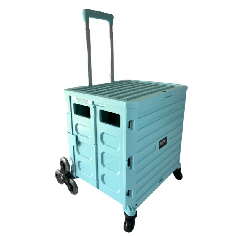 foto del prodotto secury t chariot de courses 8 roues pliable plastique avec couvercle bleu turquoise 70kg