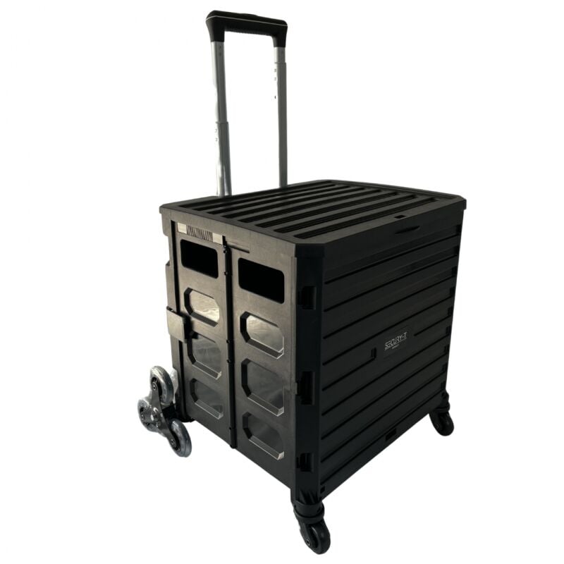foto del prodotto secury t chariot de courses 8 roues pliable plastique avec couvercle noir 70kg