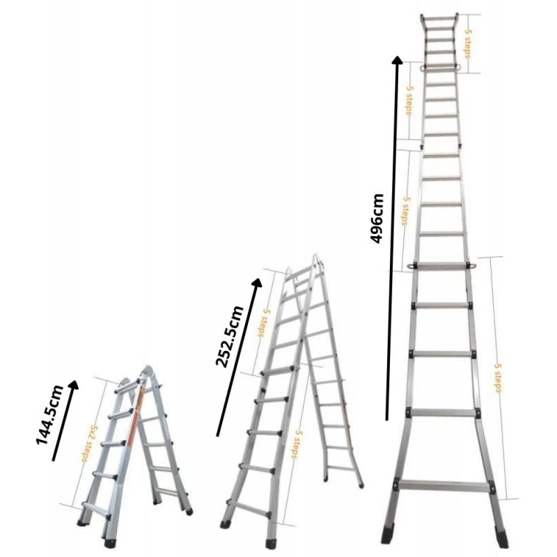 foto del prodotto secury t chelle articul e et t lescopique pliante en aluminium 4x5 marches 4,96m