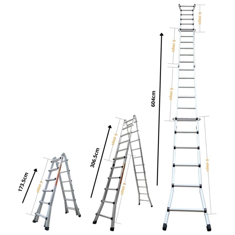 foto del prodotto secury t chelle articul e et t lescopique pliante en aluminium 4x6 marches 6,04m