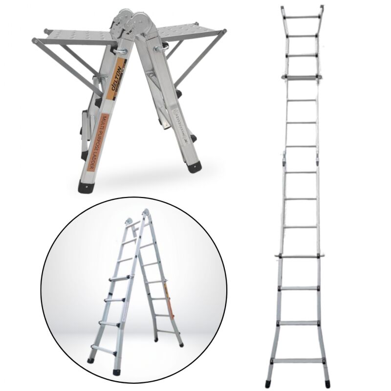 foto del prodotto secury t chelle articul e pliante et t lescopique en aluminium 4x3 marches 2,81m 2 tablettes