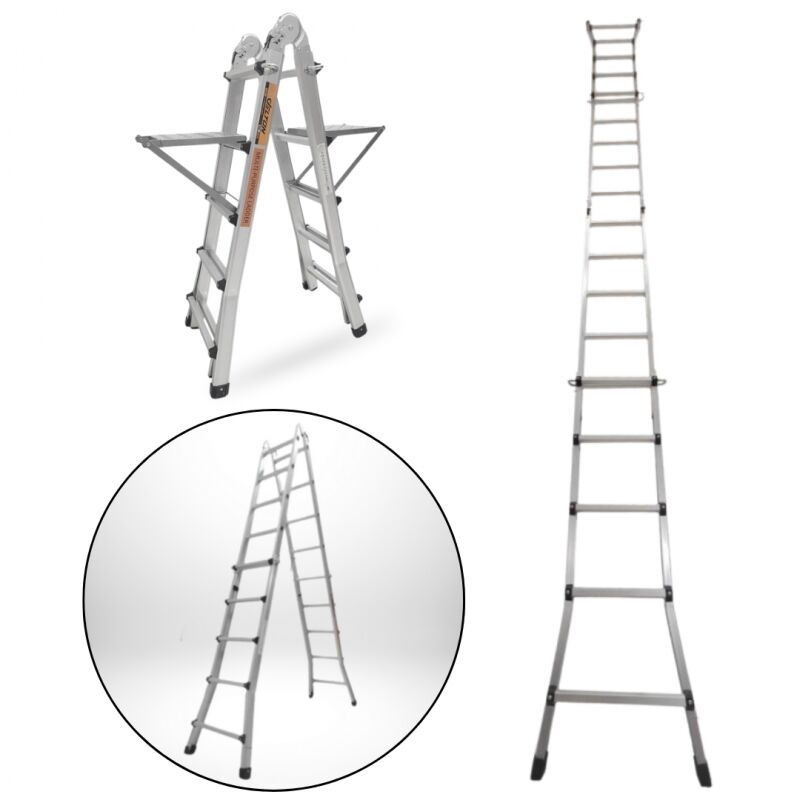 foto del prodotto secury t chelle articul e pliante et t lescopique en aluminium 4x5 marches 4,96m 2 tablettes