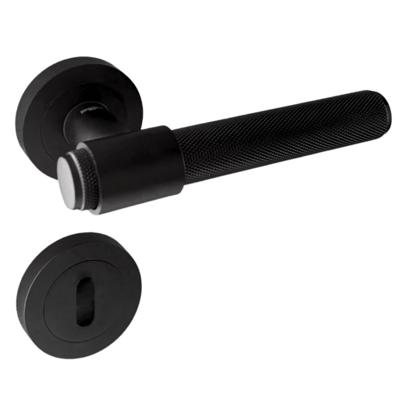 foto del prodotto secury t poign es de porte sur rosace ronde noir mat industriel mod le ema
