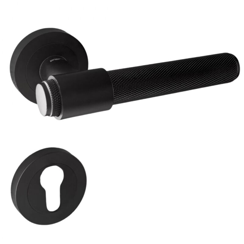 foto del prodotto secury t poign es de porte sur rosace ronde noir mat industriel mod le ema