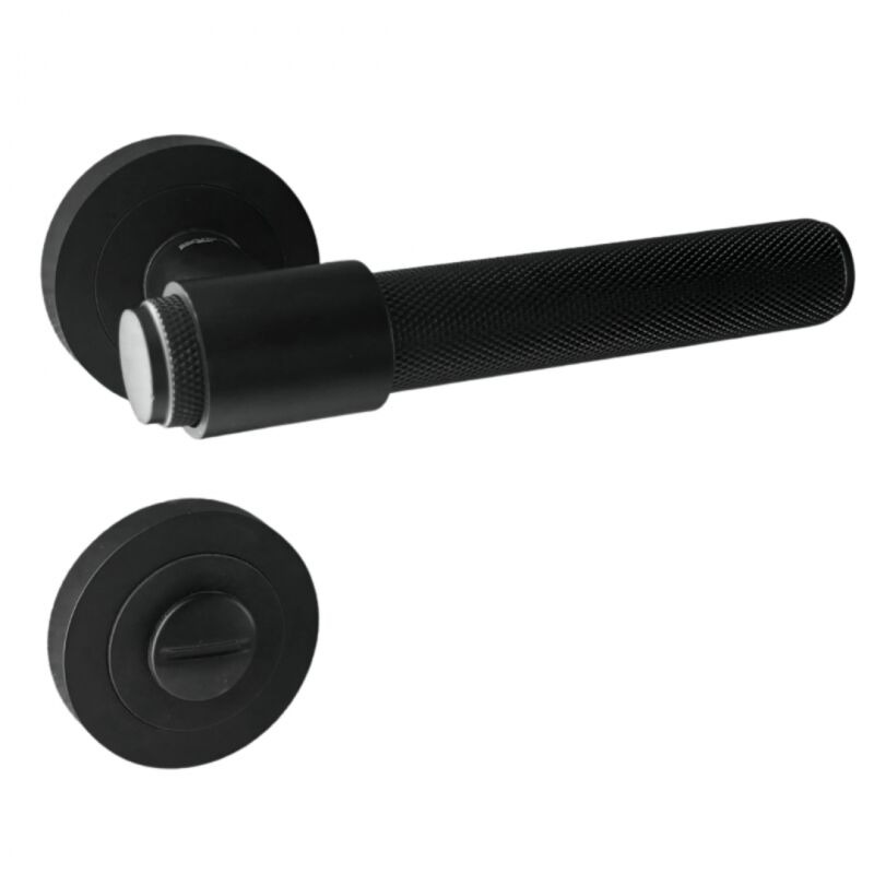 foto del prodotto secury t poign es de porte sur rosace ronde noir mat industriel mod le ema