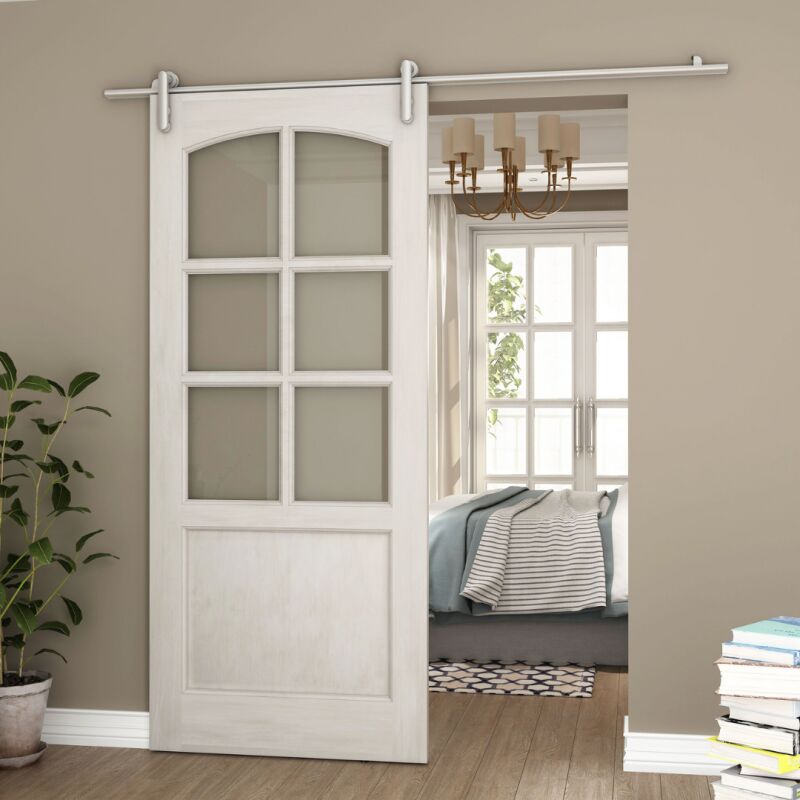 foto del prodotto secury t rail porte coulissante 2m en applique porte en bois argent