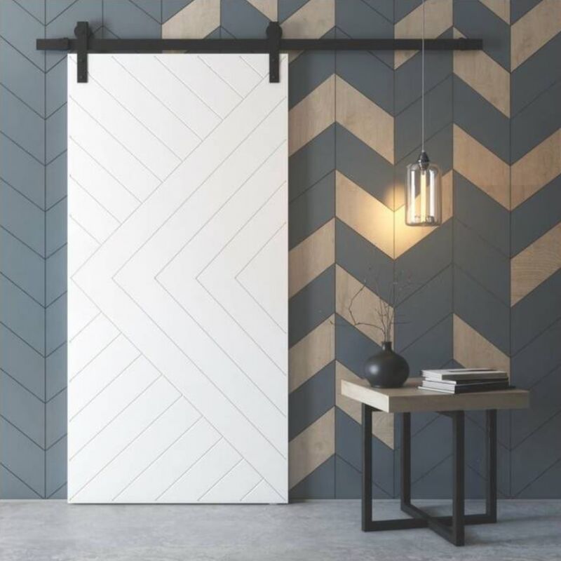 foto del prodotto secury t rail porte coulissante 2m en applique porte en bois noir