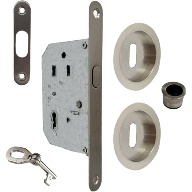 foto del prodotto secury t serrure porte coulissante crochet axe 50mm rosaces cl l tire doigts gache