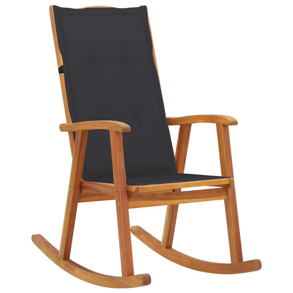 foto del prodotto sedia a dondolo con cuscini in legno massello di acacia cod mxl 54027