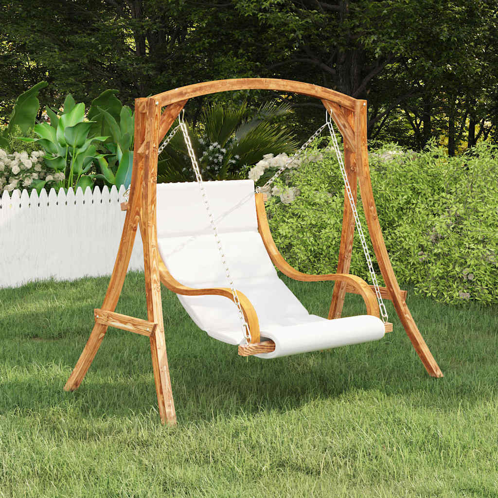 foto del prodotto sedia a dondolo con cuscino crema legno curvato finitura teak cod mxl 50436