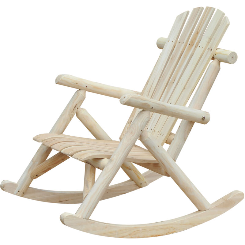 foto del prodotto sedia a dondolo da giardino, stile adirondack in legno 66x96x98cm outsunny