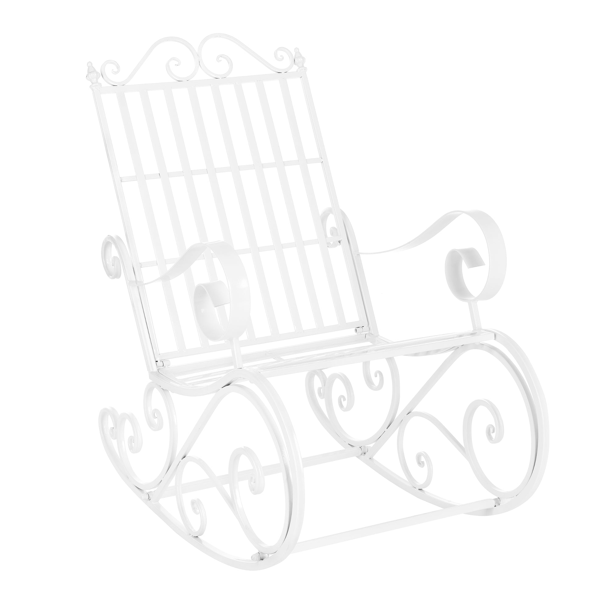 foto del prodotto sedia a dondolo da giardino vintage in metallo 92 x 59 x 90 cm bianco 03 0007130