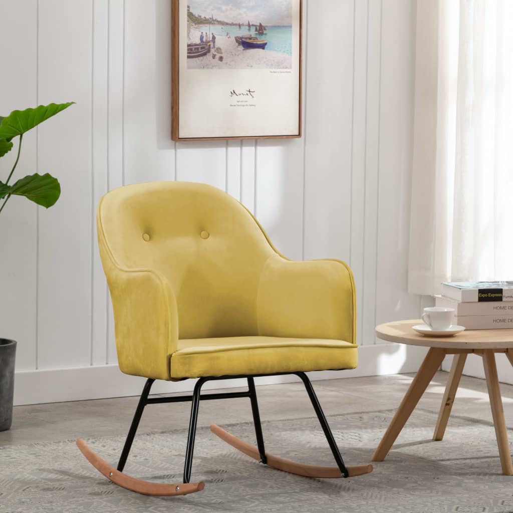 foto del prodotto sedia a dondolo giallo senape in velluto cod mxl 51537
