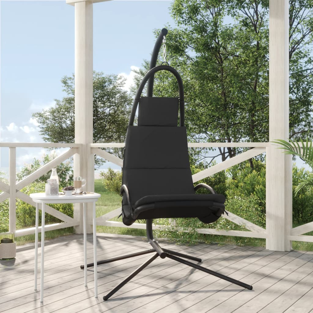 foto del prodotto sedia a dondolo giardino cuscino grigio scuro tessuto e acciaiocod mxl 81927