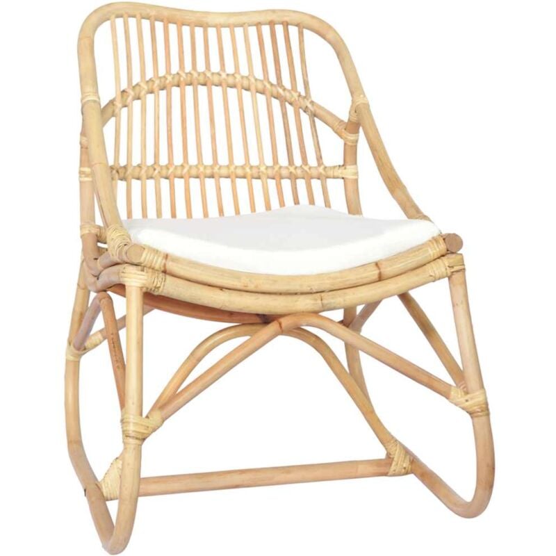 foto del prodotto sedia a dondolo in rattan design elegante e vintage seduta in lino vari colori colore crema