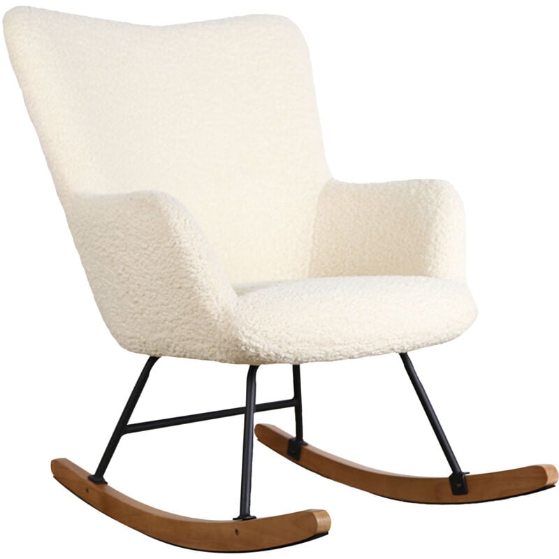 foto del prodotto sedia a dondolo in tessuto bouclette beige kaira