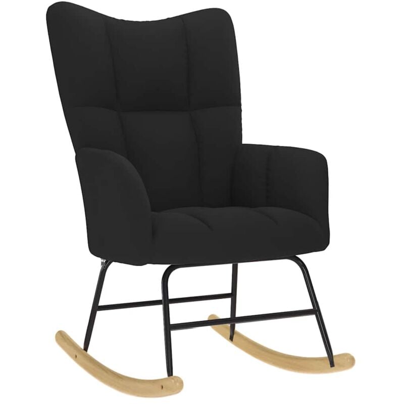 foto del prodotto sedia a dondolo nera in tessuto - vidaxl