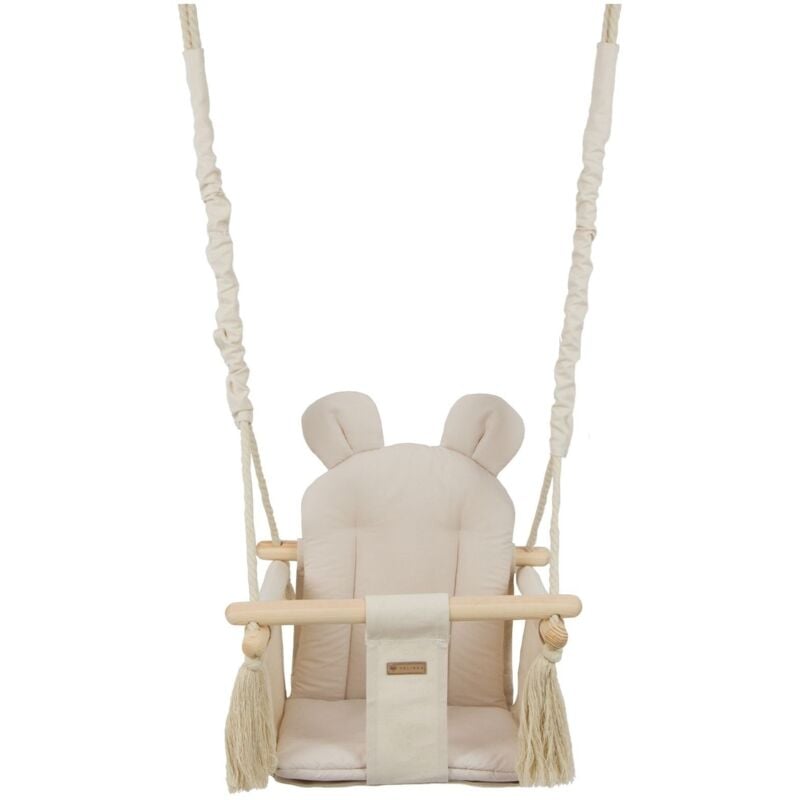 foto del prodotto sedia a dondolo per bambini altalena per bambini con orecchie max 20 kg crema