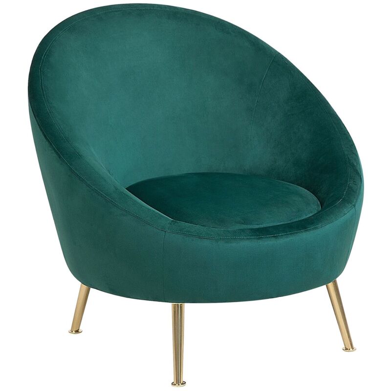 foto del prodotto sedia a pozzetto velluto verde 76l x 80l x 81a cm gambe dorato glam retro