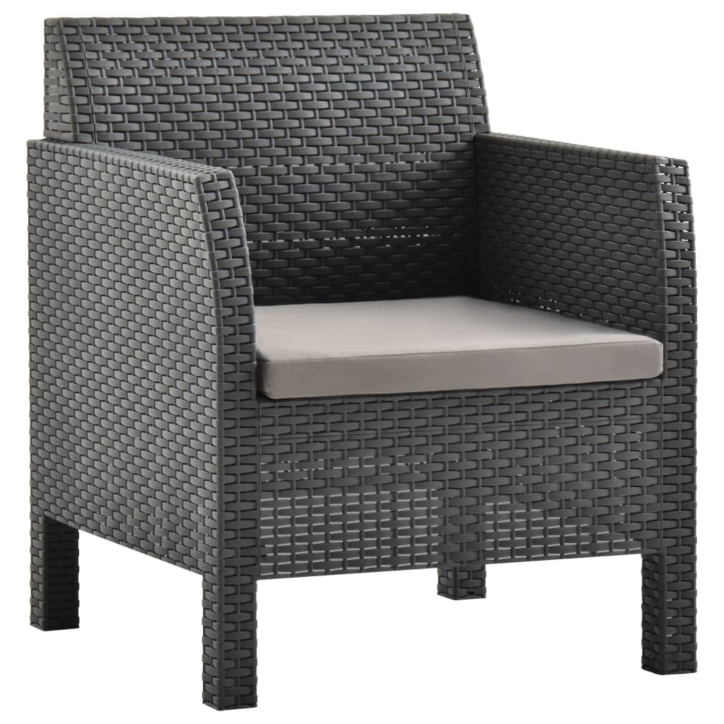 foto del prodotto sedia a sdraio da giardino con cuscino in rattan pp antracite cod mxl 15317