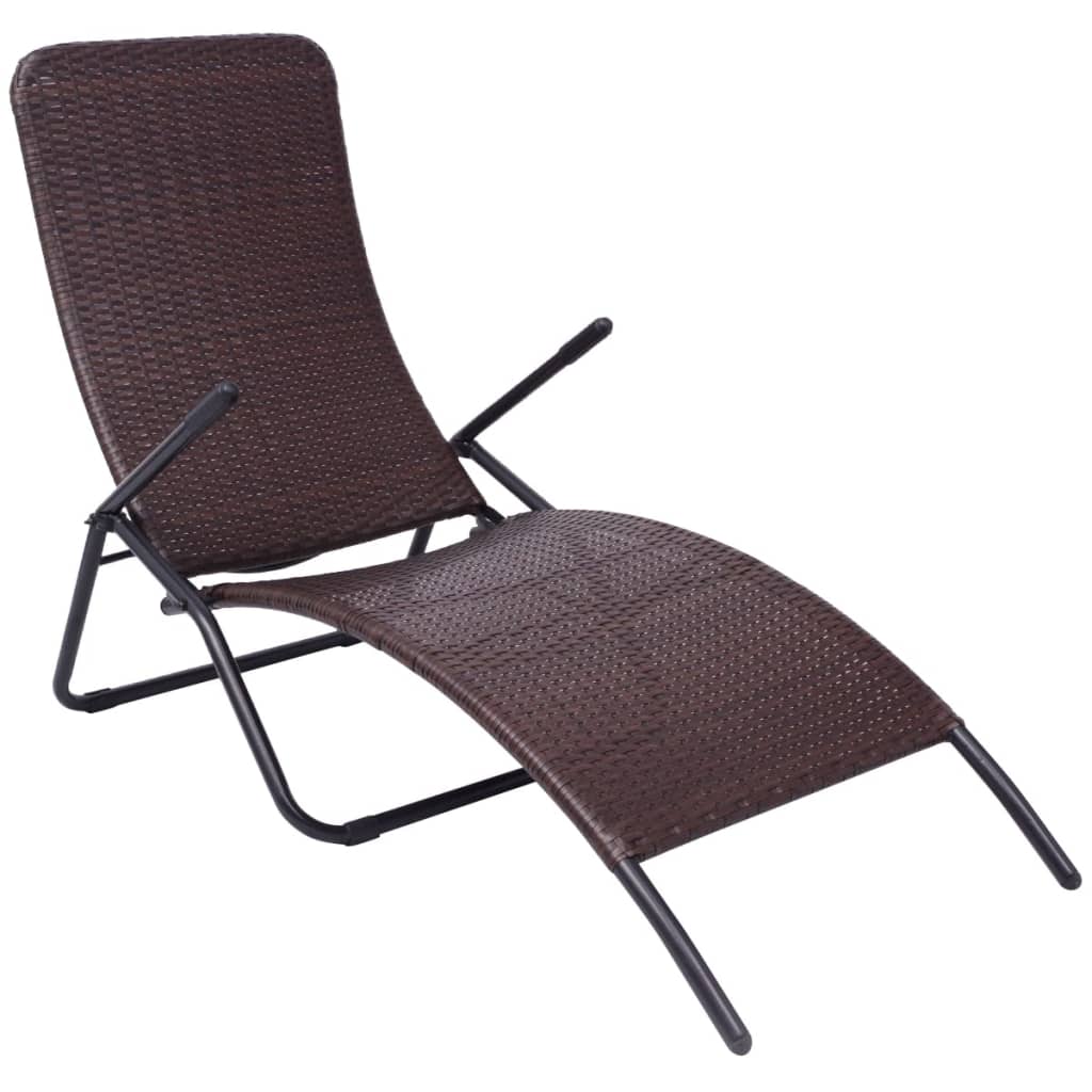 foto del prodotto sedia a sdraio lettino da giardino prendisole terrazza mobili da esterno 61 x 147 x 95 cm pieghevole rattan sintetico marrone 02 0012883