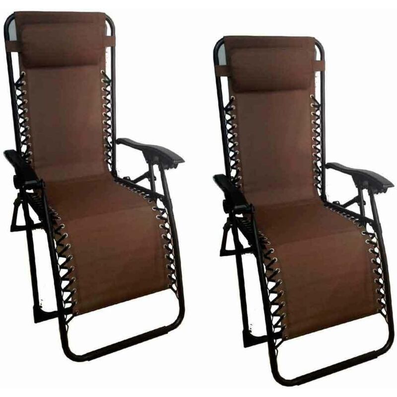 foto del prodotto sedia a sdraio pieghevole a gravita zero textile marrone x 2 giardino