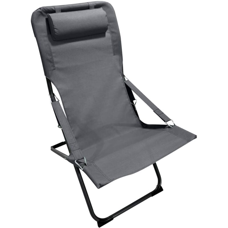 foto del prodotto sedia a sdraio pieghevole rebecca mobili ukpa 88x63x83 poliestere acciaio grigio scuro