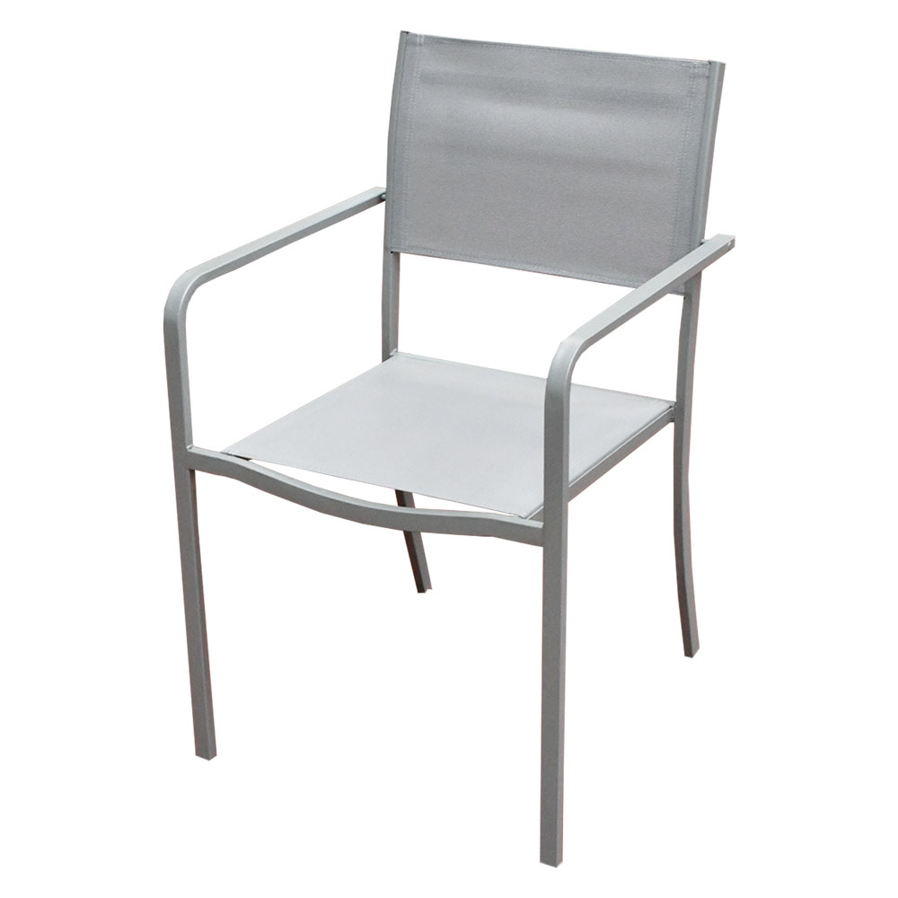 foto del prodotto sedia acciaio con braccioli 'capalbio' tessuto tortora