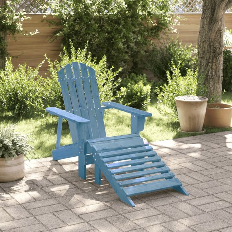 foto del prodotto sedia adirondack con ottomana blu in legno massello di abete vidaxl