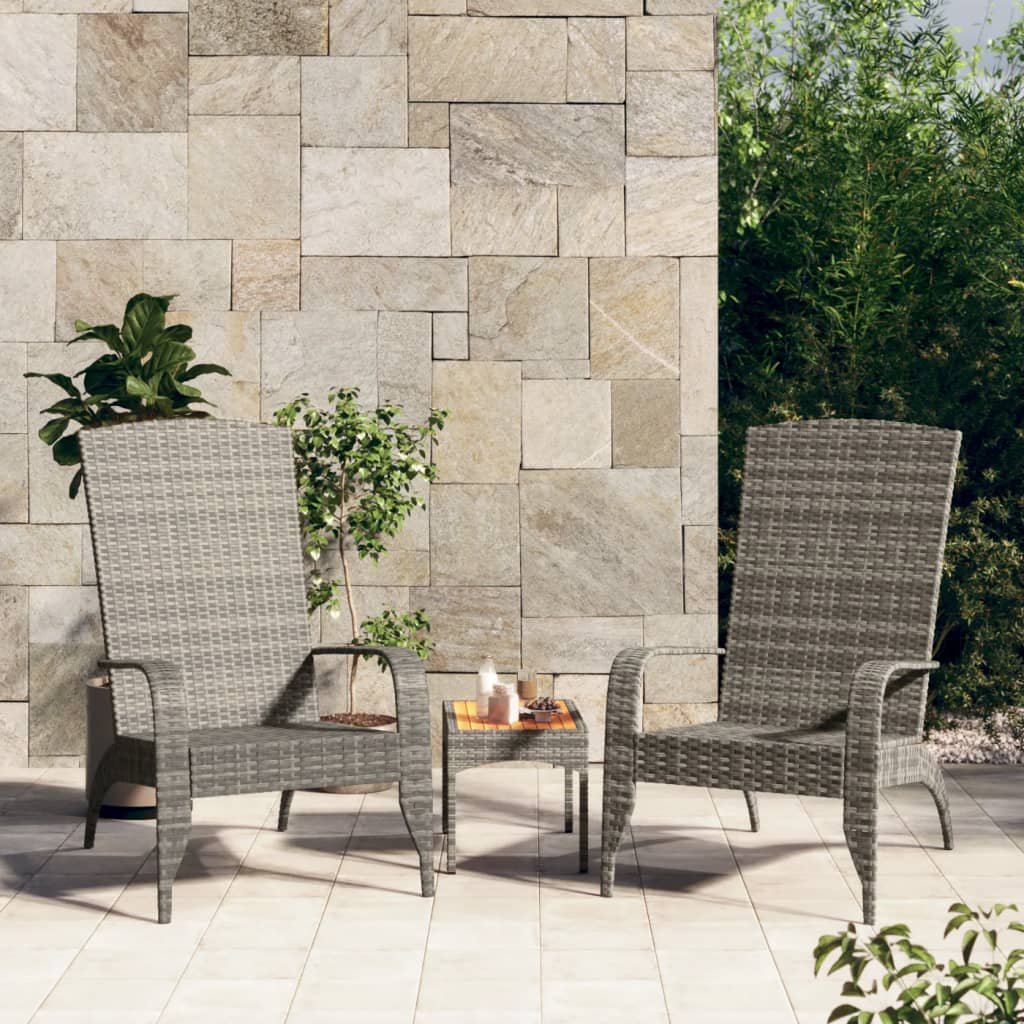foto del prodotto sedia adirondack da giardino grigia in polyrattan cod mxl 45358