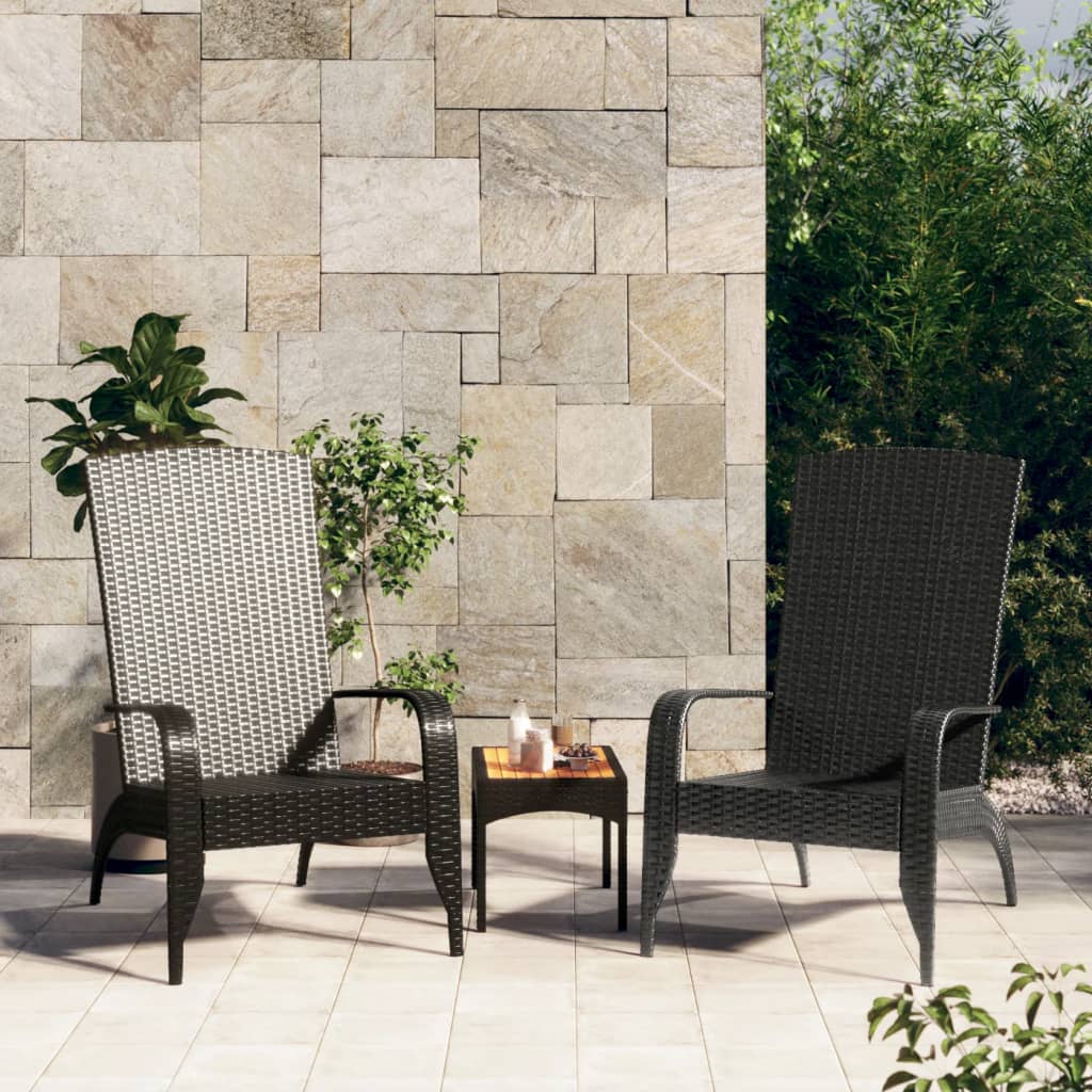 foto del prodotto sedia adirondack da giardino nera in polyrattan