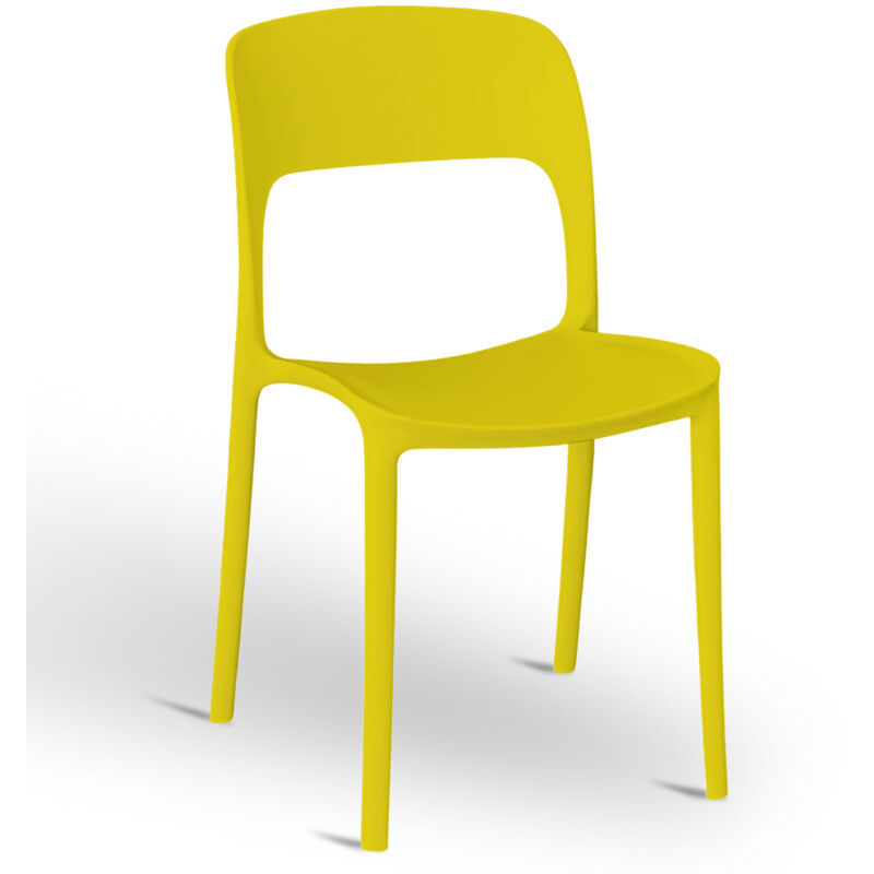 foto del prodotto sedia alice in plastica impilabile colore giallo senape modello comfort