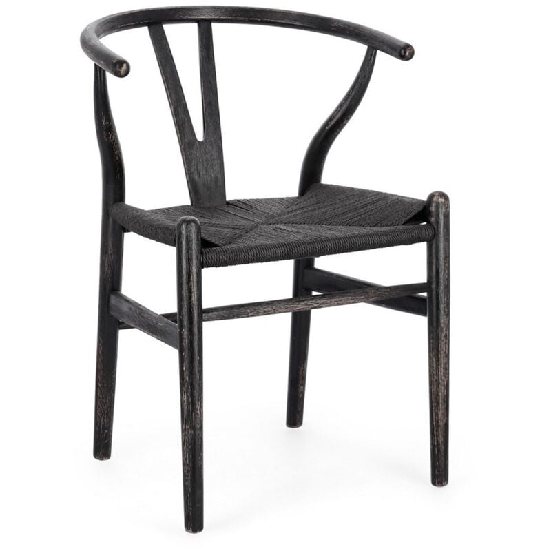 foto del prodotto sedia artemia con struttura in legno di faggio, per arredo interno 50 x 41 x h 77 cm nero naturale confezione da 1 pezzo