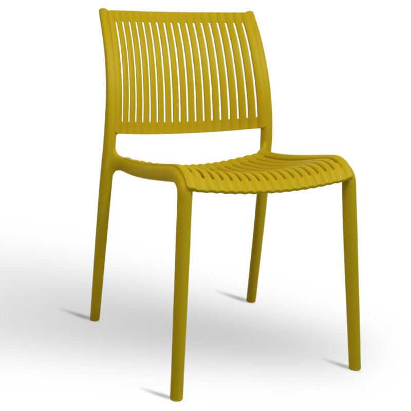 foto del prodotto sedia aurora da esterno in plastica colore giallo senape modello comfort